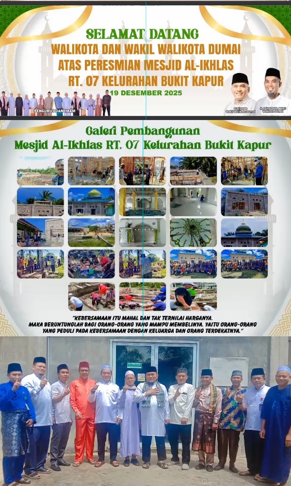 Masjid Al-Ikhlas Bukit kapur Diresmikan, Wujud Gotong royong dan Kepedulian Warga