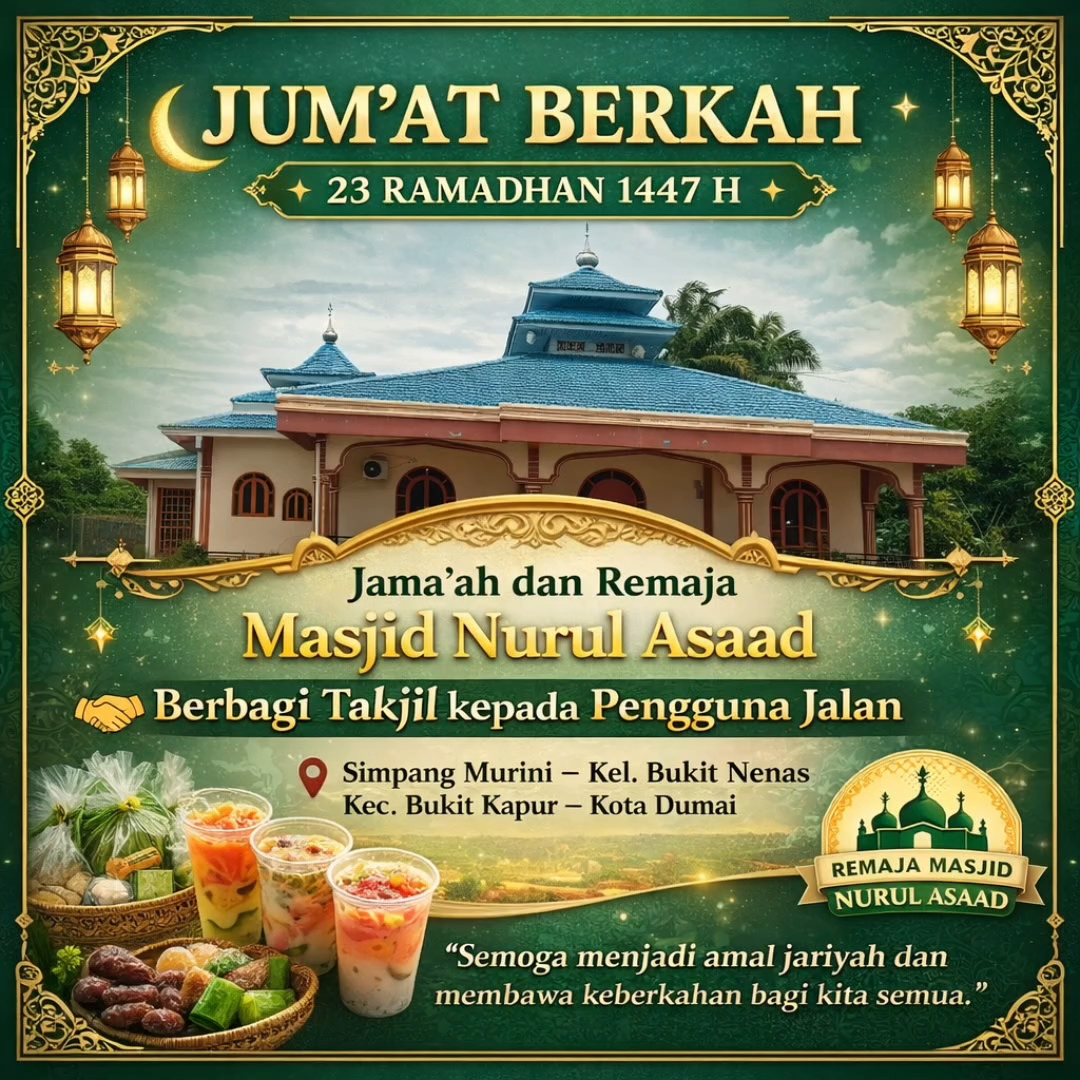 Jumat Berkah 23 Ramadhan, Jamaah dan Remaja Masjid Nurul Asaad Bagikan Takjil kepada Pengguna Jalan
